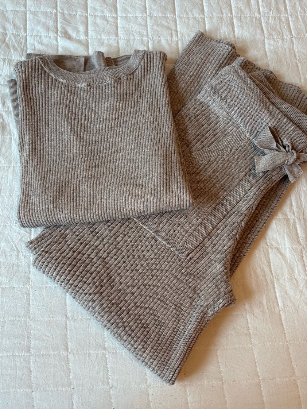 Splendid Ribbed Knit Lounge Set in Taupe